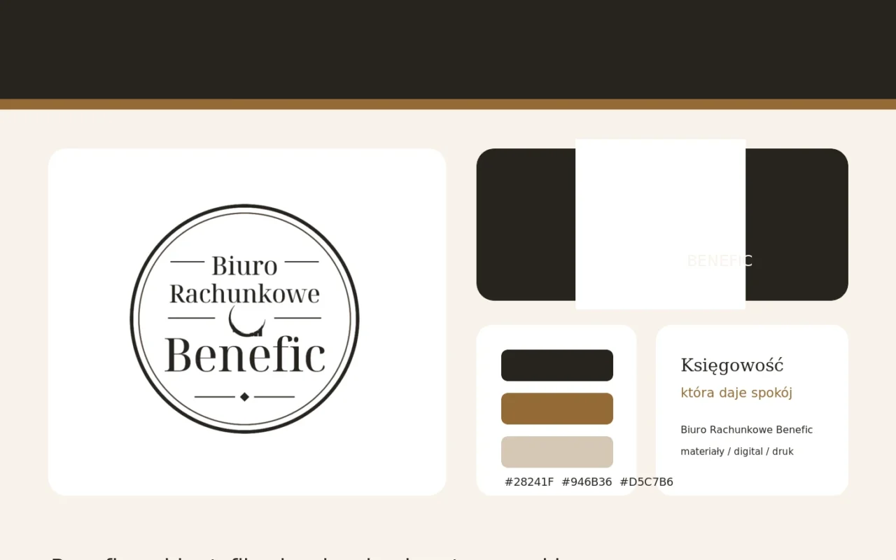 Identyfikacja wizualna Biura Rachunkowego Benefic — logo, paleta, typografia i system marki