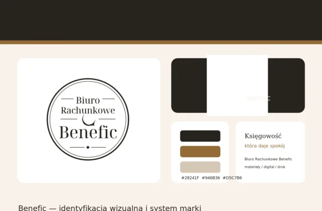Identyfikacja wizualna Biura Rachunkowego Benefic — logo, paleta, typografia i system marki