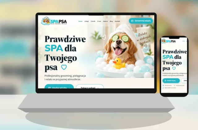 Mockup strony internetowej SPA PSA na laptopie i telefonie